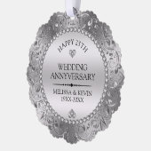 Shiny Silver Swirls Lijst 25e bruiloft Ornament Kaart (Links)