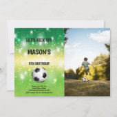 Shiny Soccer Party Uitnodigen Kaart (Voorkant)