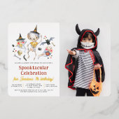 Shiny Spooktacular Halloween Foto Verjaardagsfeest Folie Uitnodiging (Voorkant)