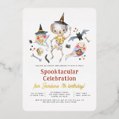 Shiny Spooktacular Halloween Ghost Verjaardagsfees Folie Uitnodiging (Voorkant)