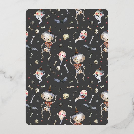 Shiny Spooktacular Halloween Ghost Verjaardagsfees Folie Uitnodiging (Achterkant)