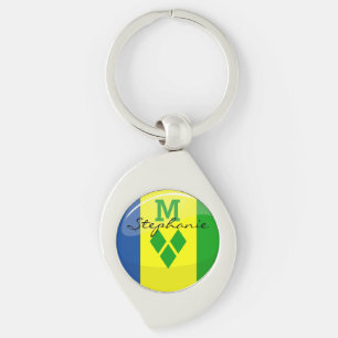 Shiny St. Vincent en Grenadines Vlag Sleutelhanger