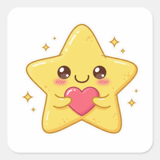 Shiny Star – Cute Love Energy Vierkante Sticker