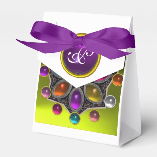 SHINY STAR MET COLORFUL GEMSTONES Gold Yellow Bedankdoosjes (Voorkant Zijde)