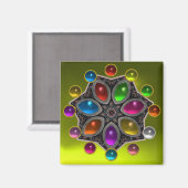 SHINY STAR MET COLORFUL GEMSTONES Gold Yellow Magneet (Voorkant / Achterkant)