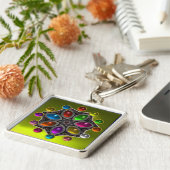 SHINY STAR MET COLORFUL GEMSTONES Gold Yellow Sleutelhanger (Zijkant)