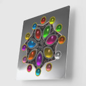 SHINY STAR MET KLORFUELE GEMSTONES GRIJS Wit Vierkante Klok (Hoek)