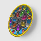 SHINY STAR MET KLORFUL GEMSTONES Gold Blue Ronde Klok (Hoek)