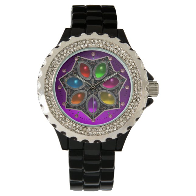 SHINY STAR MET KLORFUL GEMSTONES, Paars Horloge (Voorkant)