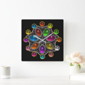 SHINY STAR MET KLORFUL GEMSTONES, zwart Vierkante Klok (Huis)