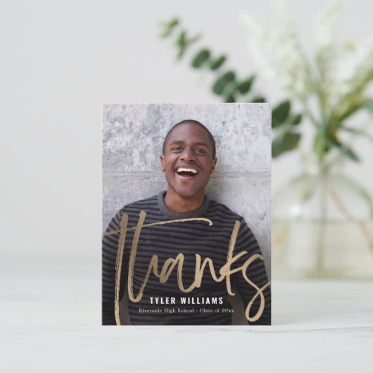 Shiny Strokes Modern Afstuderen Bedankt Briefkaart (Staand voorkant)