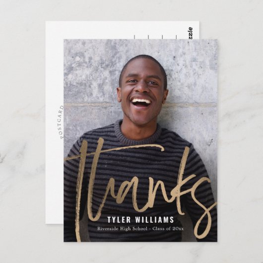 Shiny Strokes Modern Afstuderen Bedankt Briefkaart (Voorkant / Achterkant)