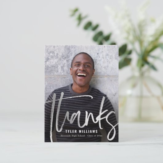 Shiny Strokes Modern Afstuderen Bedankt Briefkaart (Staand voorkant)