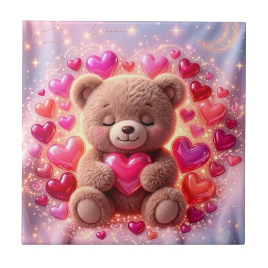 Shiny Teddy Love Tile 💖Ceramic Tile Tegeltje (Voorkant)