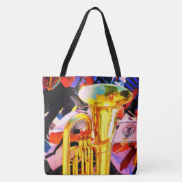 Shiny Tenor Tuba Brass Marching Band Music Tote Bag