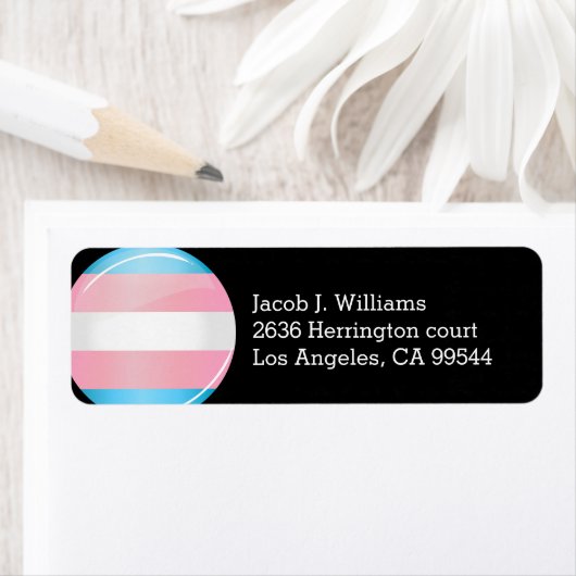 Shiny Transgender Pride Flag Etiket (Insitu)