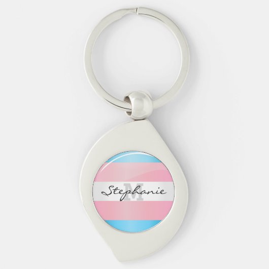 Shiny Transgender Pride Flag Sleutelhanger (Voorkant)