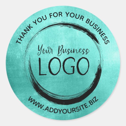Shiny Turquoise Hartelijk dank voor uw bedrijf Ronde Sticker (Voorkant)
