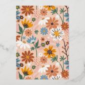 Shiny Wild One Retro Wildflower 1e verjaardagsfees Folie Uitnodiging (Achterkant)