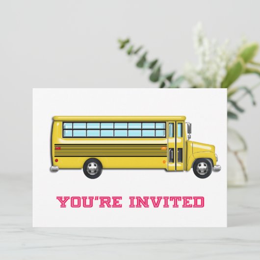 Shiny Yellow School Bus uitgenodigd Kaart (Staand voorkant)