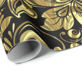 ShinyGold en zwarte Damaskers Cadeaupapier (Rol Hoek)