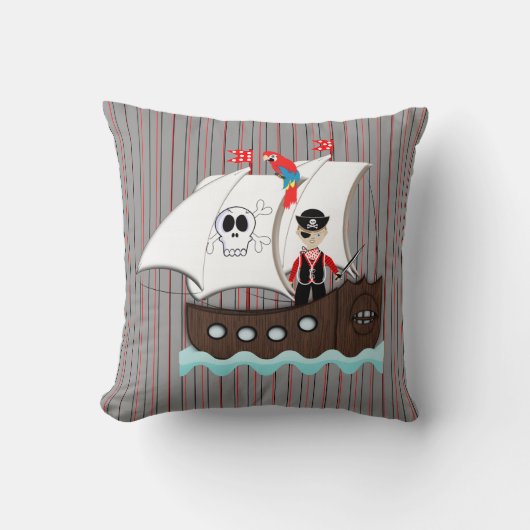Ship Ahoy Matey Kinder Pirate Theme Kussen (Voorkant)