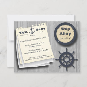 Ship Ahoy Meisje of Jongen Nautisch Baby shower Ui Kaart