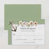 Ship Anchor, Floral Swag - Sage Lavender Wedding RSVP Kaartje (Voorkant / Achterkant)