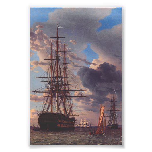 Ship and a Frigate at Anchor  Foto Afdruk (Voorkant)