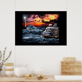 Ship and Lighthouse Poster (Keuken)