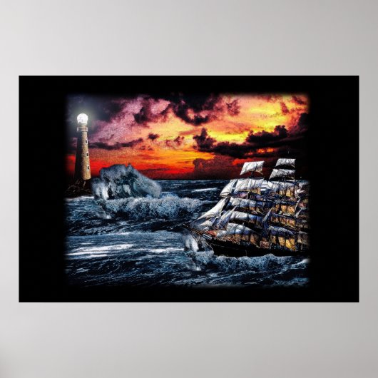 Ship and Lighthouse Poster (Voorkant)