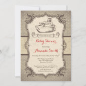 Ship Baby shower Invitation  Retro Kaart (Voorkant)