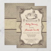 Ship Baby shower Invitation  Retro Kaart (Voorkant / Achterkant)