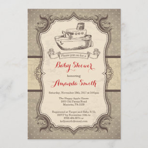 Ship Baby shower Invitation  Retro Kaart