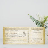 Ship Boarding Pass Wedding Tickets-Invitations & R Kaart (Staand voorkant)