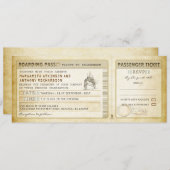 Ship Boarding Pass Wedding Tickets-Invitations & R Kaart (Voorkant / Achterkant)