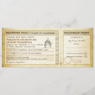 Ship Boarding Pass Wedding Tickets-Invitations & R Kaart