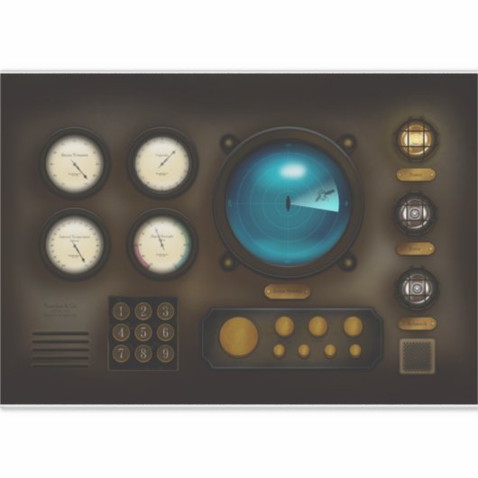 Ship Control Panel Sonar System Retro Steampunk Sticker (Voorkant)