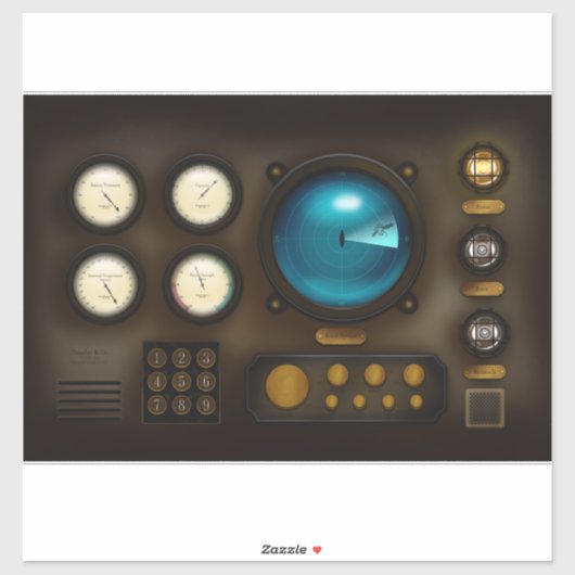 Ship Control Panel Sonar System Retro Steampunk Sticker (Vel)
