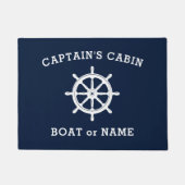 Ship Helm Wheel Captain Cabin Boot Naam Zee Blauw Deurmat (Voorkant)