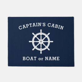 Ship Helm Wheel Captain Cabin Boot Naam Zee Blauw Deurmat