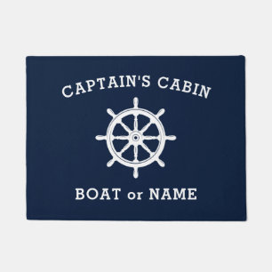 Ship Helm Wheel Captain Cabin Boot Naam Zee Blauw Deurmat
