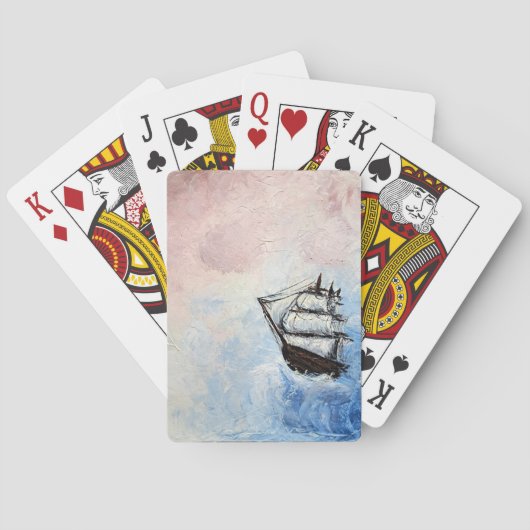 Ship in the Clouds Mystery Borders Zee Ocean Waves Pokerkaarten (Achterkant)