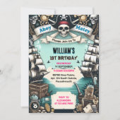 Ship Kinder Koele Vlaggenboot Piraat 1e Verjaardag Kaart (Voorkant)