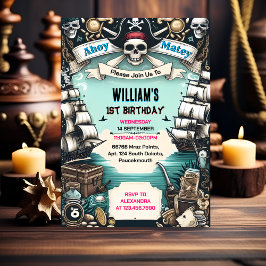 Ship Kinder Koele Vlaggenboot Piraat 1e Verjaardag Kaart