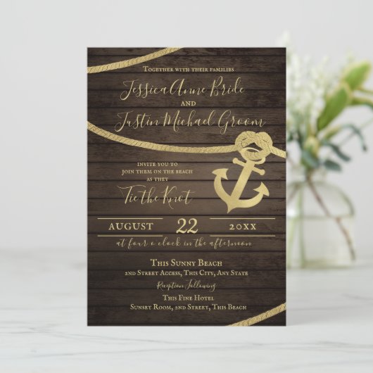 Ship Lap Anchor en Touw Nautisch Stropdas De Knoop Kaart (Staand voorkant)