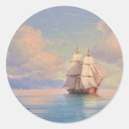 Ship off the coast - Ivan Aivazovsky Ronde Sticker