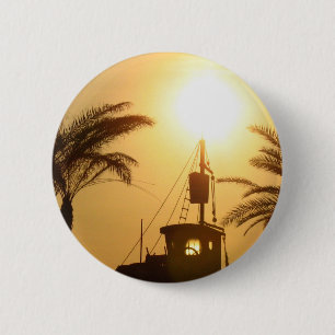 Ship Palm Trees Zon Foto Ronde Badge Button 5,7 Cm