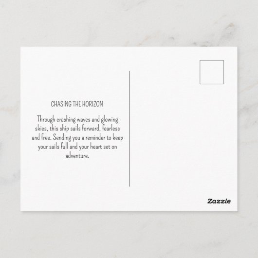 Ship Sailing Ocean Waves Sunset Nautical Sea Briefkaart (Achterkant)