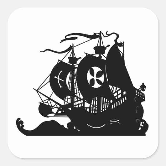 Ship Silhouette Vierkante Sticker (Voorkant)